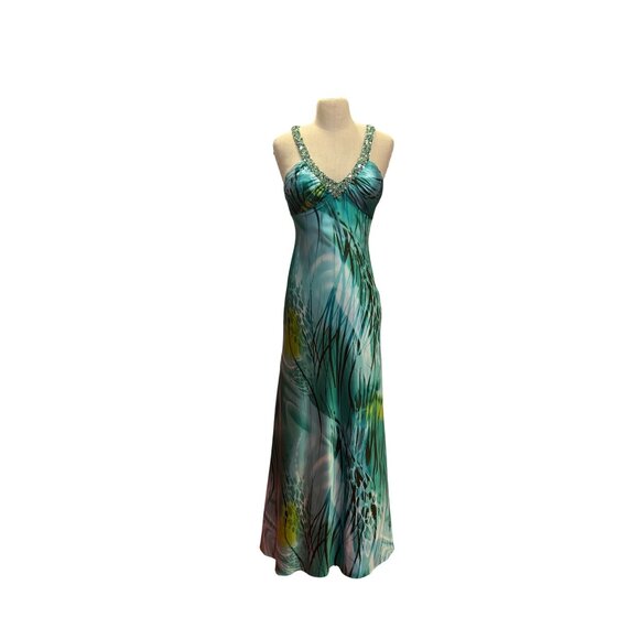 David's Bridal Elegant Sleeveless Beaded Maxi Dress With Back Cutouts Size S - Picture 1 of 12